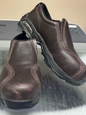 Nautilus Women’s Slip-On Protective Toe Work Shoe — Dark Brown
